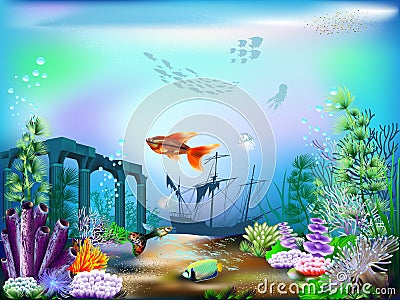 Underwater World Vector Illustration