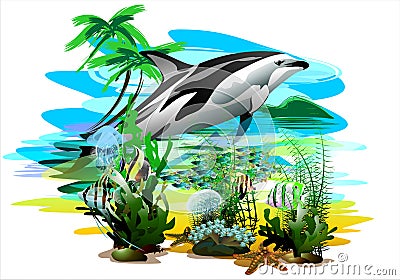 The underwater world. (Vector) Vector Illustration