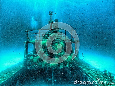 Underwater Wreck in Malta Stock Photo