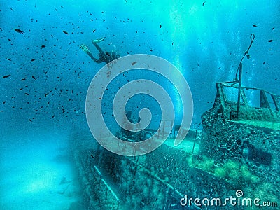 Underwater Wreck Stock Photo