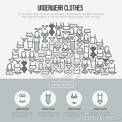 Underwear clothes concept in half circle Vector Illustration