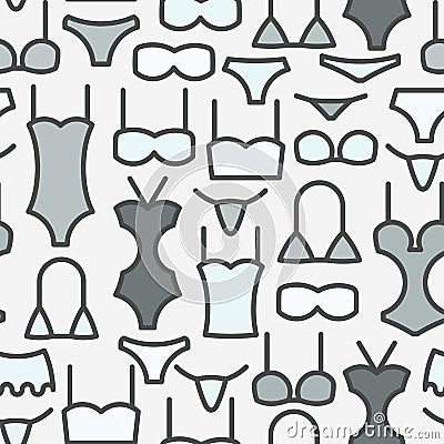 Underwear clothes and swimwear seamless pattern Vector Illustration