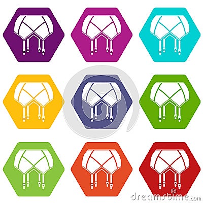 Underwear icons set 9 vector Vector Illustration