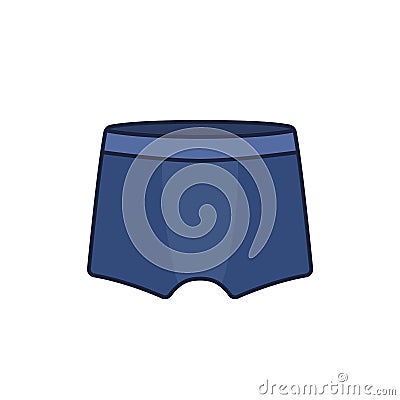 underwear, mens boxer briefs icon with outline Vector Illustration