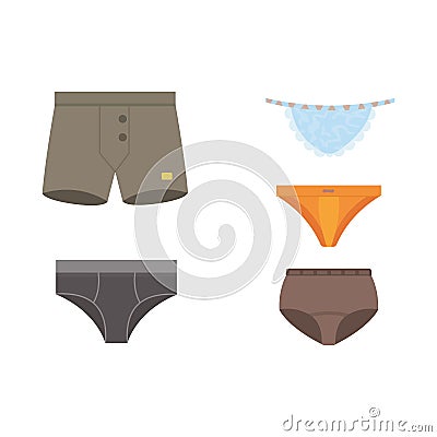 Underwear panties clothes vector set. Vector Illustration