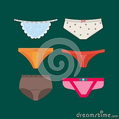 Underwear pants clothes vector set. Vector Illustration