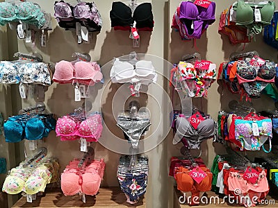 Underwear women - colored bras Editorial Stock Photo