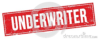 UNDERWRITER text on red grungy rectangle stamp Stock Photo