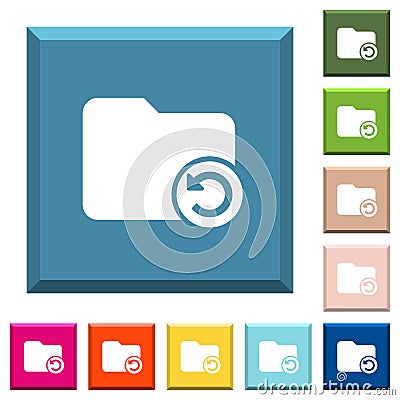 Undo directory last operation white icons on edged square buttons Stock Photo