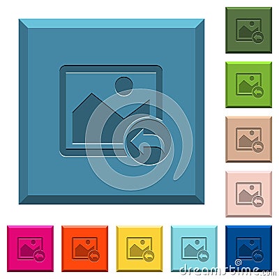 Undo image changes engraved icons on edged square buttons Stock Photo