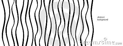 Undulate curve simple line vector banner background. Squiggly wiggly monochrome hand drawn backdrop, wavy zebra pattern Vector Illustration