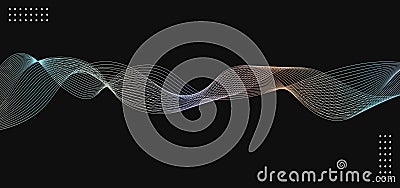 Undulate gradient multicolor lines with blend effect. Twisted Ribbon background, frequency soundwave curve , Technology geometric Vector Illustration