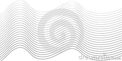 Undulate Grey Wave Swirl, frequency sound wave, twisted curve lines with blend effect. Cartoon Illustration