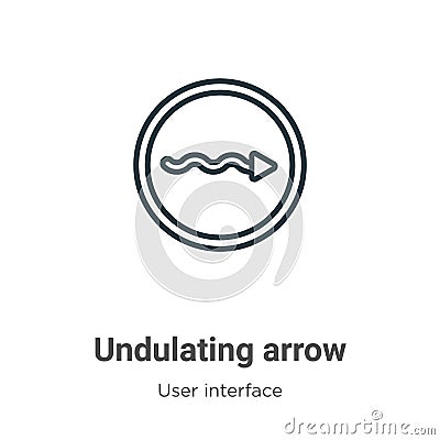 Undulating arrow outline vector icon. Thin line black undulating arrow icon, flat vector simple element illustration from editable Vector Illustration