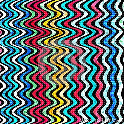 Undulating colored lines on a black background. abstract geometric background. Vector Illustration