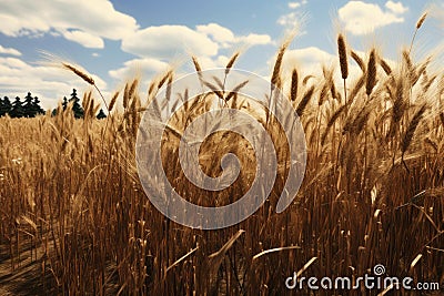 Undulating Rye field. Generate Ai Stock Photo