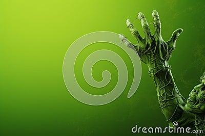 Unearthly Green zombie hand mockup. Generate Ai Stock Photo