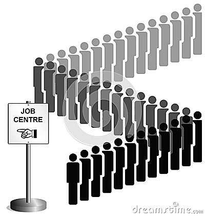 Unemployed people queuing Vector Illustration