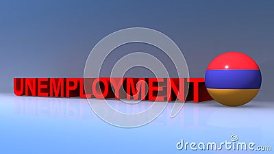 Unemployment with Armenia flag on blue Stock Photo