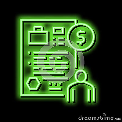 unemployment benefit allowance neon glow icon illustration Vector Illustration