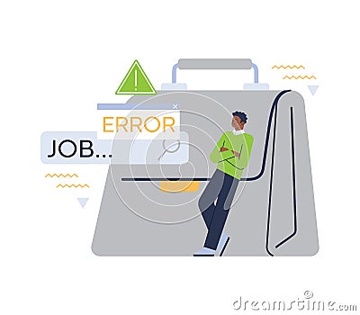 Unemployment concept. Character losing their job or can't find Vector Illustration