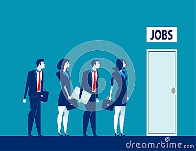 Unemployment the digital age. Competition of people for jobs. Concept business technological revolution vector illustration Vector Illustration