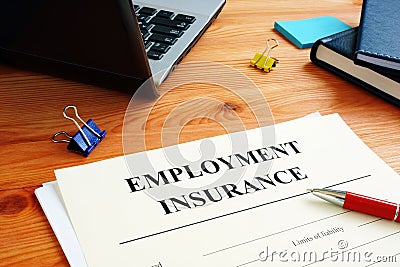 Unemployment insurance application form for signing Stock Photo