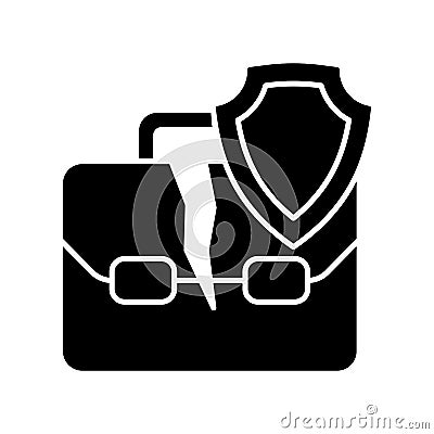 Unemployment insurance black glyph icon Vector Illustration