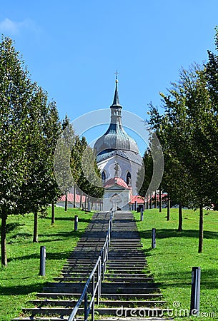UNESCO church of St. John of Nepomuk on Zelena Hora (Green mount Stock Photo
