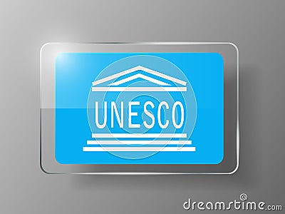 UNESCO Flag Glossy Button. Vector illustration. Vector Illustration