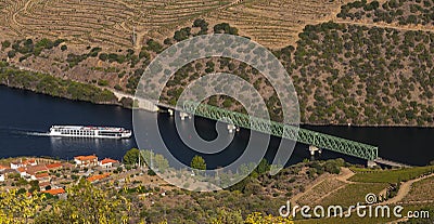UNESCO World Heritage, a Cruise in Douro River, Vineyards Valley in Sao Joao da Pesqueira. Stock Photo