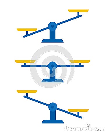 Uneven balance scale icon. Clipart image Vector Illustration