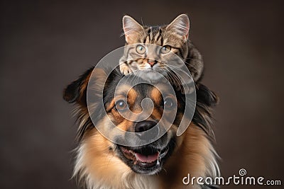 Unexpected companions a cat and dog prove that love knows no boundaries Stock Photo