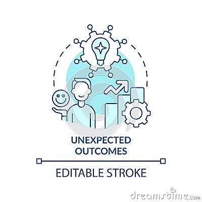 Unexpected outcomes turquoise concept icon Vector Illustration