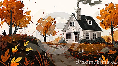 Unexpected Riches: The Serendipitous Journey of the Fall Chimney Cartoon Illustration