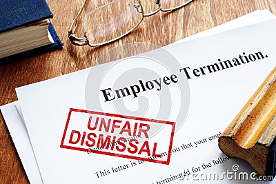 Unfair dismissal stamp on the Employee Termination Stock Photo