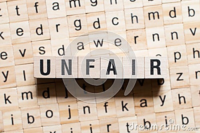 Unfair word concept Stock Photo