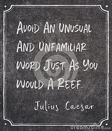 Unfamiliar word Caesar quote Stock Photo