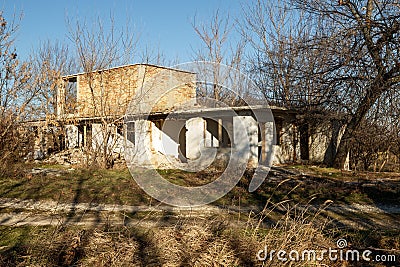 Unfinished, abandoned and ruined building Stock Photo