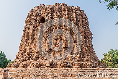 Unfinished Alai Minar minaret in Qutub complex in Delhi, Indi Stock Photo