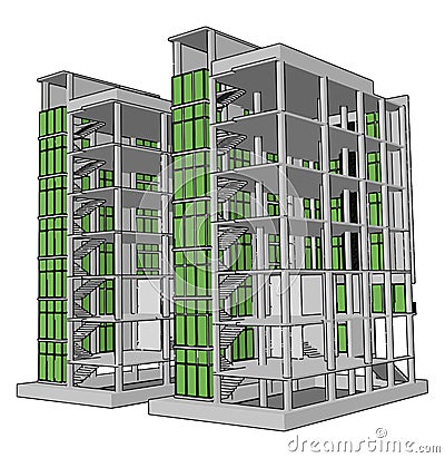 Unfinished building, illustration, vector Vector Illustration