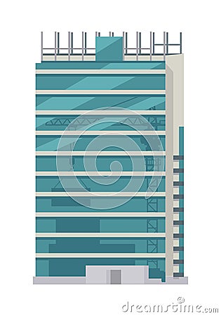 Unfinished Building. Some Floors with Glasses Vector Illustration