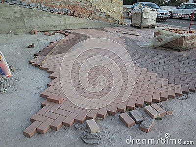 Decorative unfinished brick paving Editorial Stock Photo