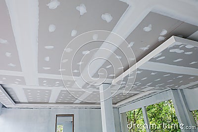 Unfinished house ceiling Stock Photo