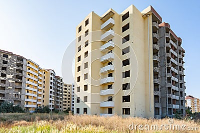 Unfinished multi-storey residential complex Stock Photo