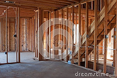 Unfinished New Construction Framing Stock Photo