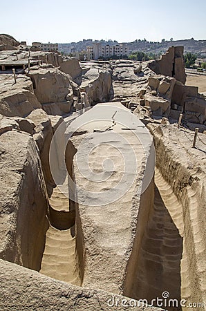 Unfinished obelisk in open-air museum of Aswan, Egypt Stock Photo