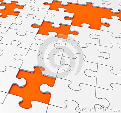 Unfinished Puzzle Shows Missing Pieces Stock Photo