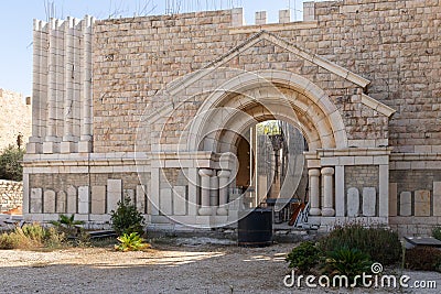 The unfinished temple on the territory of House Kiva - Armenian cemetery in the Armenian quarter of the old city in Jerusalem, Stock Photo