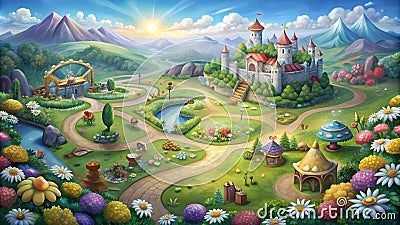 Whimsical Waypoints, Unfolding the Magic of the Fairytale Realm Stock Photo